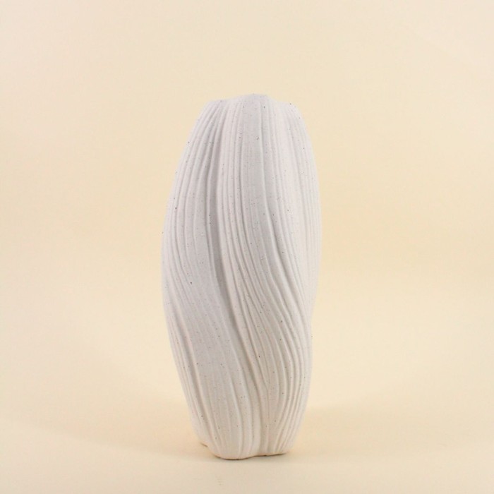 Vase twist porcelaine blanche 36cm élégant | Hashtag Déco