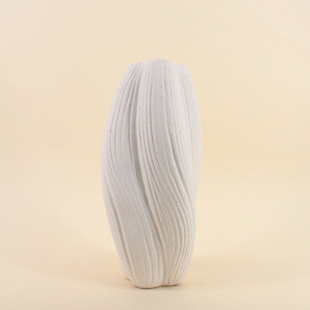 Vase twist porcelaine blanche 36cm élégant | Hashtag Déco