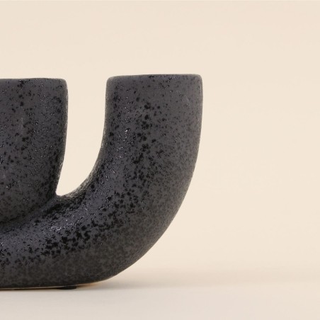 Vase porcelaine noire 4 entrées compact | Hashtag Déco