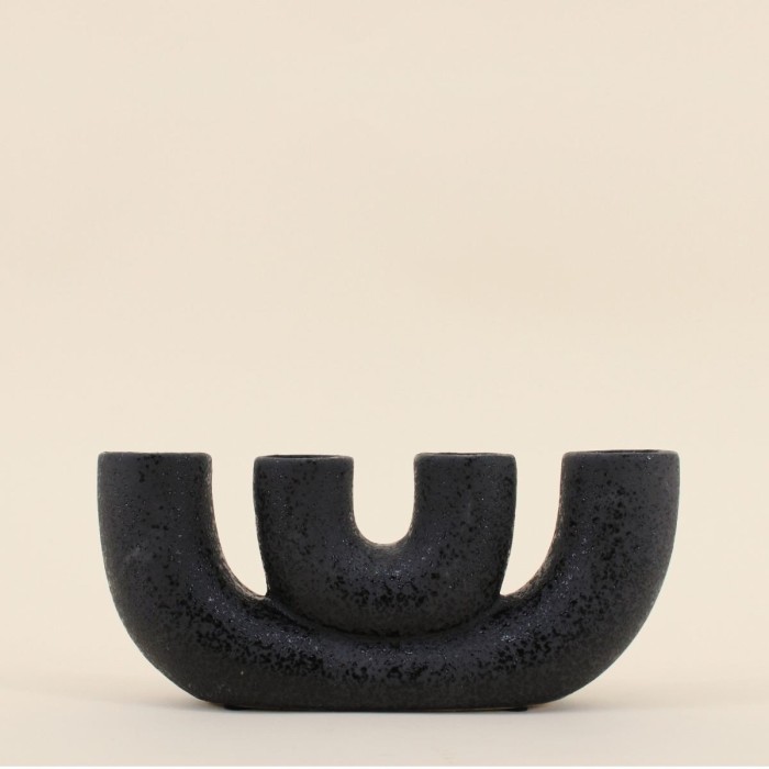 Vase porcelaine noire 4 entrées compact | Hashtag Déco