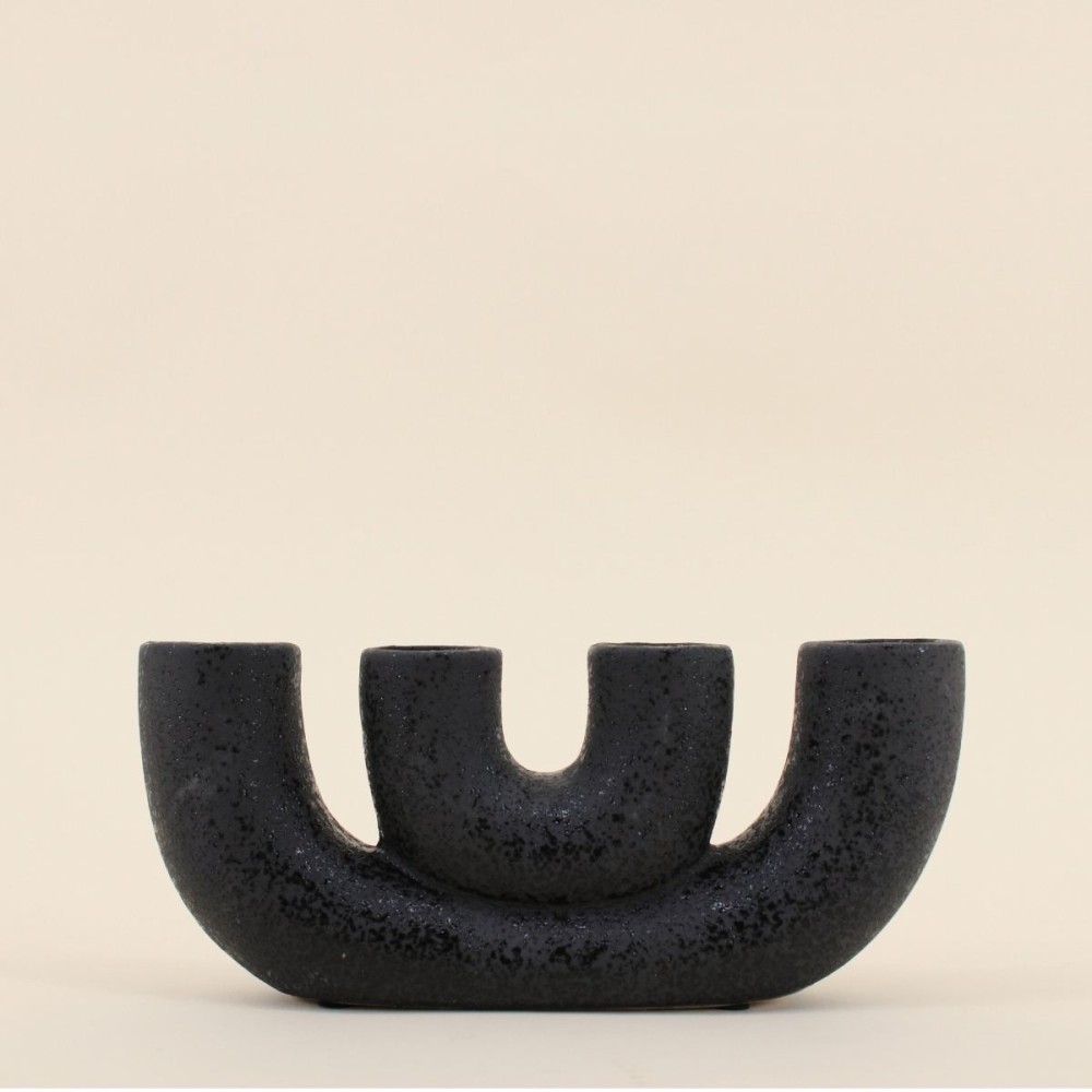 Vase porcelaine noire 4 entrées compact | Hashtag Déco