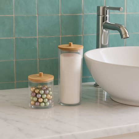 Boite à cosmétiques ronde bois naturel 11,5cm | Hashtag Déco