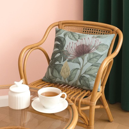 Coussin imprimé floral coton bleu 45x45 cm | Hashtag Déco