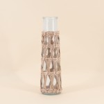 Vase rond en verre et fibres naturelles 34cm | Hashtag Déco