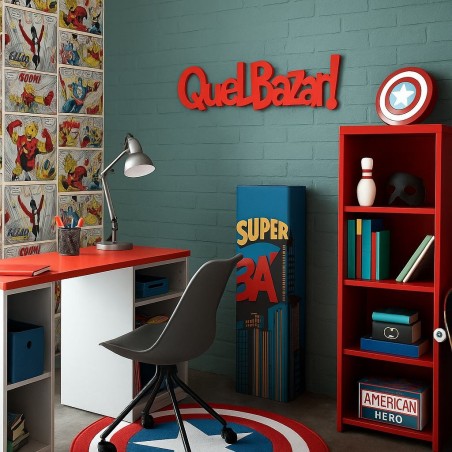 Mot décoratif orange 41cm bois "Quel bazar !" | Hashtag Déco