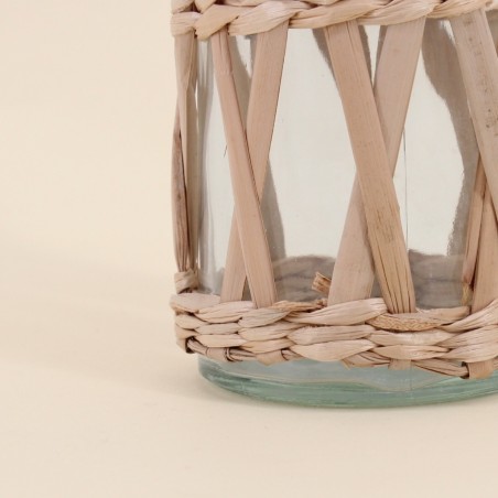 Vase rond en verre et fibres naturelles 34cm | Hashtag Déco