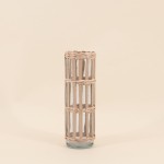 Vase rond verre et fibres naturelles 19,7cm | Hashtag Déco