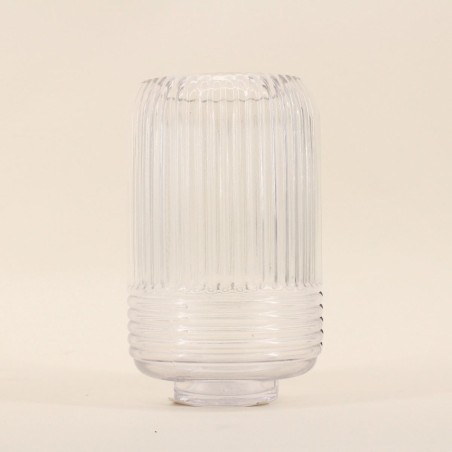 Vase en verre strié 19cm, élégant et moderne | Hashtag Déco