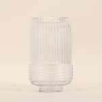 Vase en verre strié 19cm, élégant et moderne | Hashtag Déco