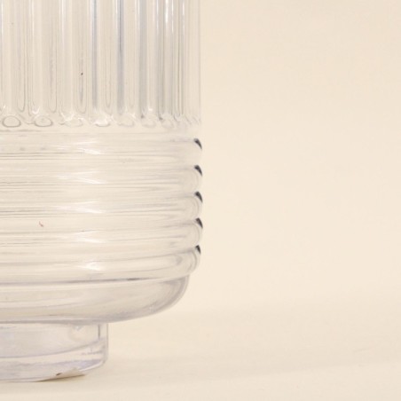 Vase en verre strié 19cm, élégant et moderne | Hashtag Déco