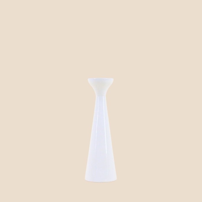Bougeoir conique blanc en aluminium 20cm | Hashtag Déco