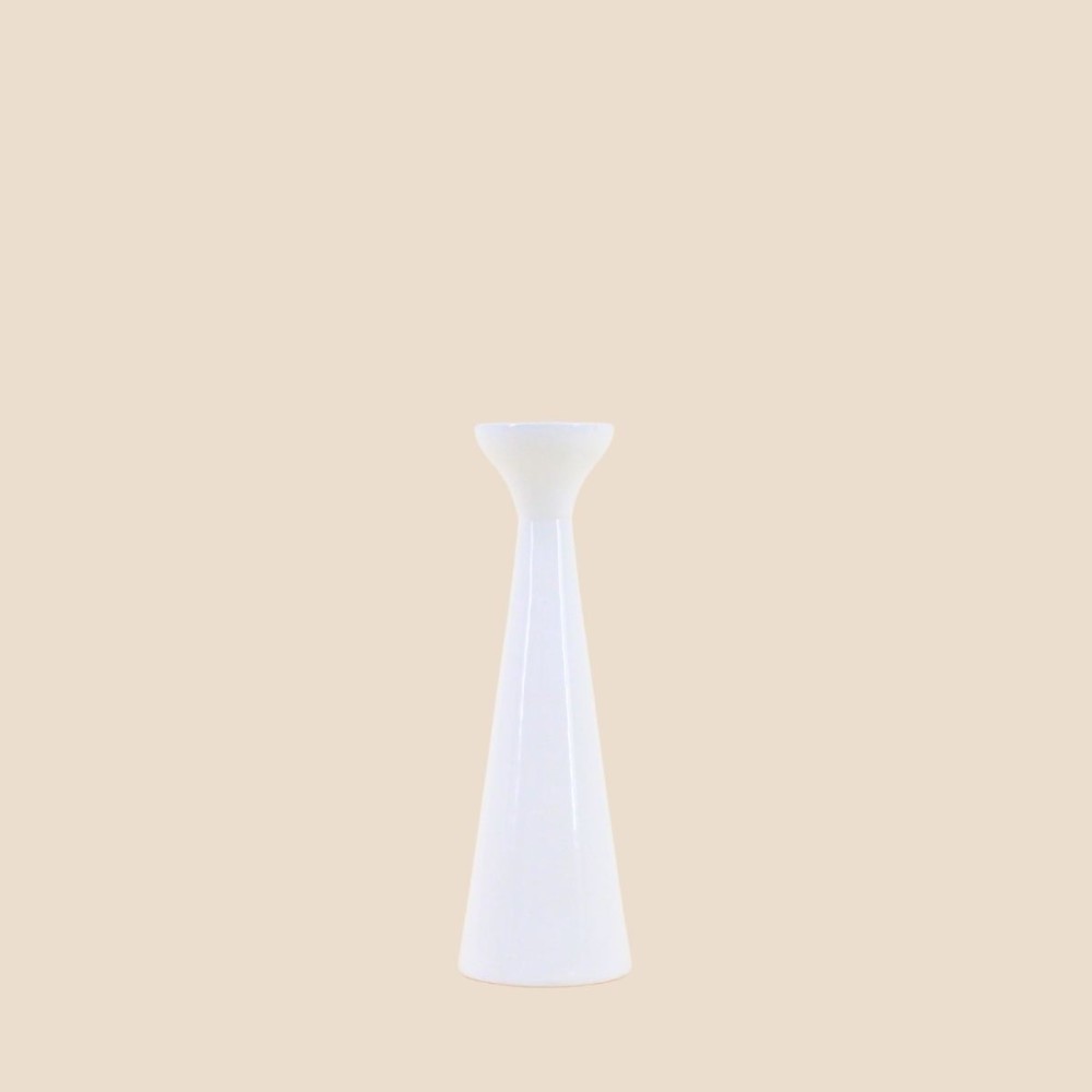 Bougeoir conique blanc en aluminium 20cm | Hashtag Déco