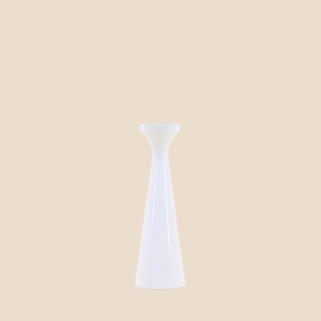 Bougeoir conique blanc en aluminium 20cm | Hashtag Déco