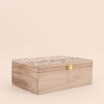 Boite à bijoux bois relief fleuri naturel | Hashtag Déco