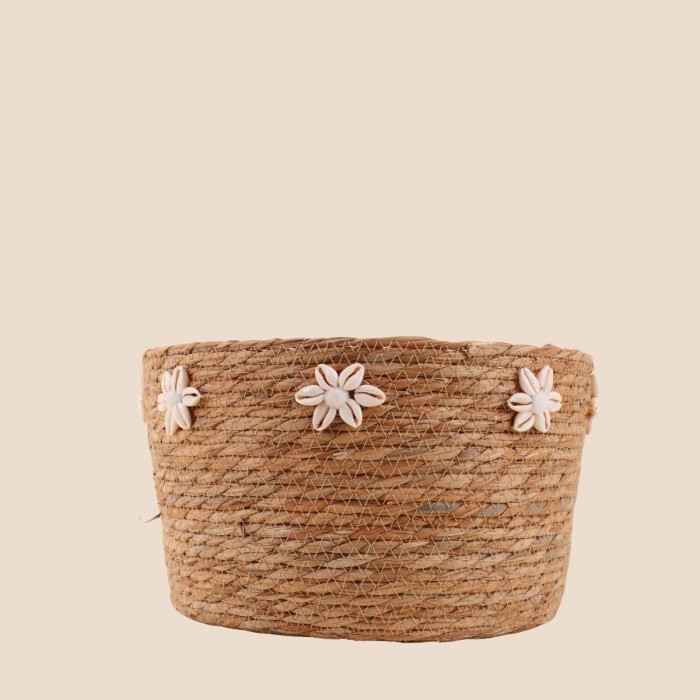 Panier en fibres naturelles 32cm, coquillages | Hashtag Déco