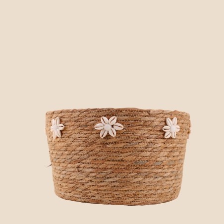 Panier en fibres naturelles 32cm, coquillages | Hashtag Déco