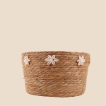 Panier en fibres naturelles 32cm, coquillages | Hashtag Déco