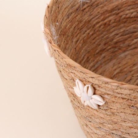 Panier en fibres naturelles 32cm, coquillages | Hashtag Déco