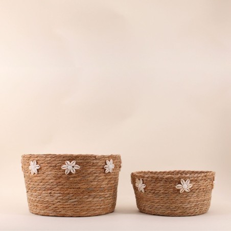 Panier en fibres naturelles 32cm, coquillages | Hashtag Déco