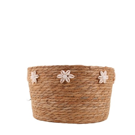 Panier en fibres naturelles 32cm, coquillages | Hashtag Déco