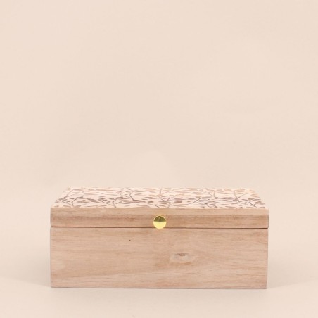Boite à bijoux bois relief fleuri naturel | Hashtag Déco