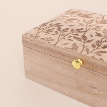 Boite à bijoux bois relief fleuri naturel | Hashtag Déco