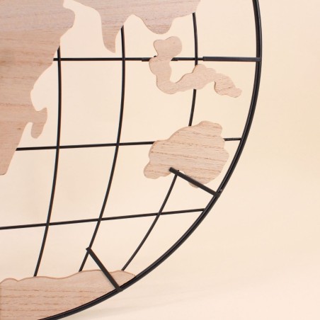Horloge planisphère bois métal 50cm | Hashtag Déco