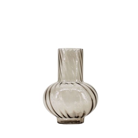 Vase en verre strié gris 25cm élégant | Hashtag Déco