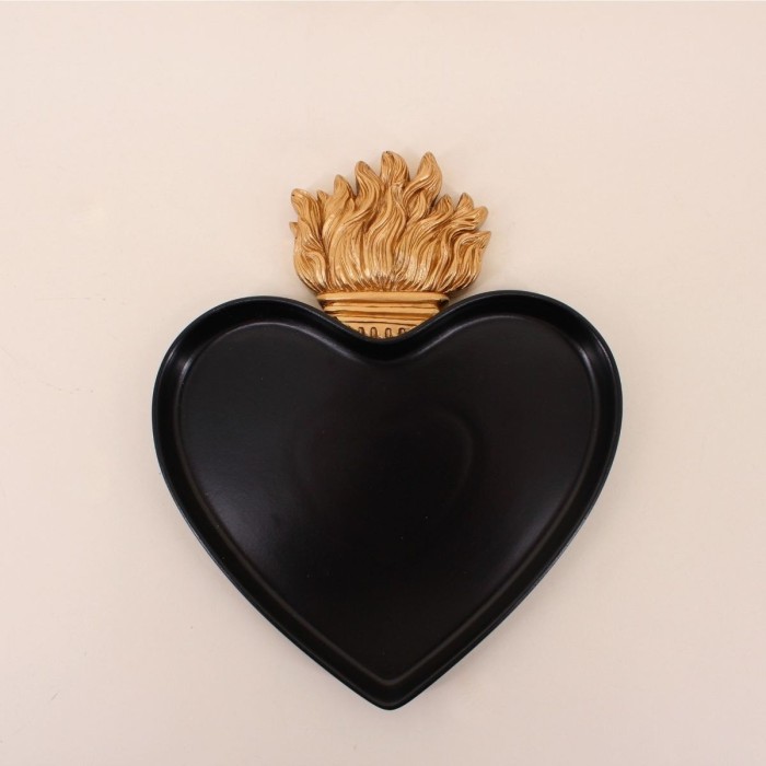 Plateau coeur résine noir et or 27x22 cm | Hashtag Déco