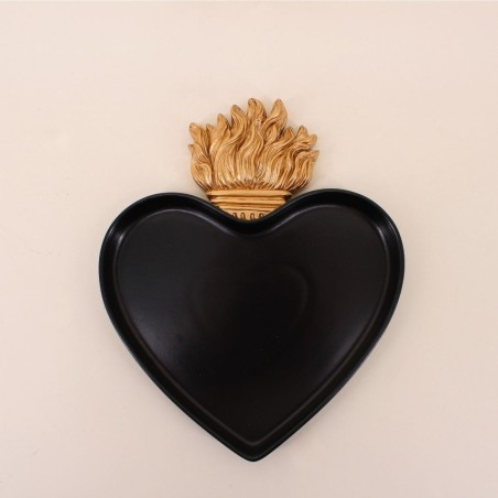 Plateau coeur résine noir et or 27x22 cm | Hashtag Déco