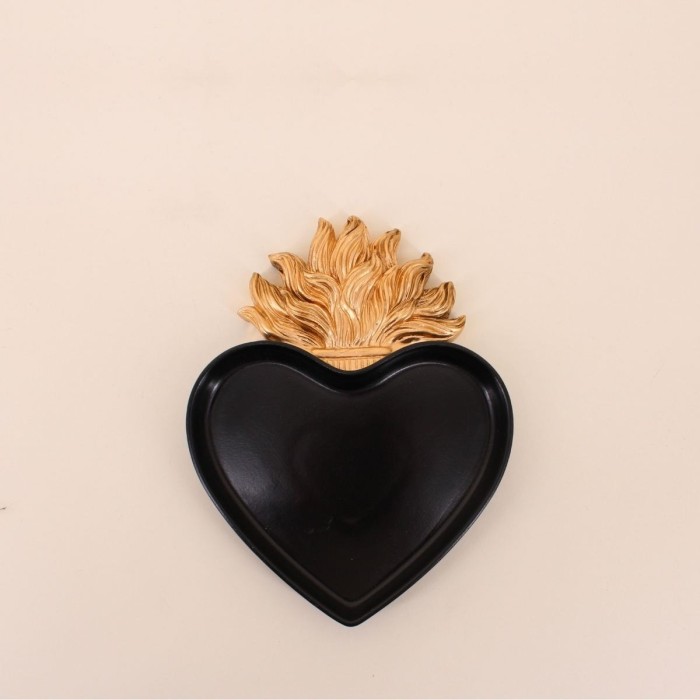 Plateau coeur résine noir doré élégant | Hashtag Déco