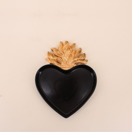 Plateau coeur résine noir doré élégant | Hashtag Déco