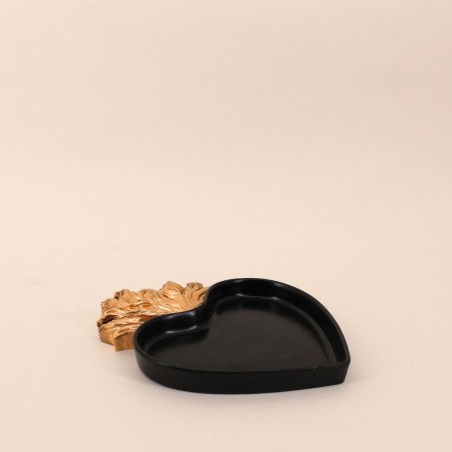 Plateau coeur résine noir doré élégant | Hashtag Déco