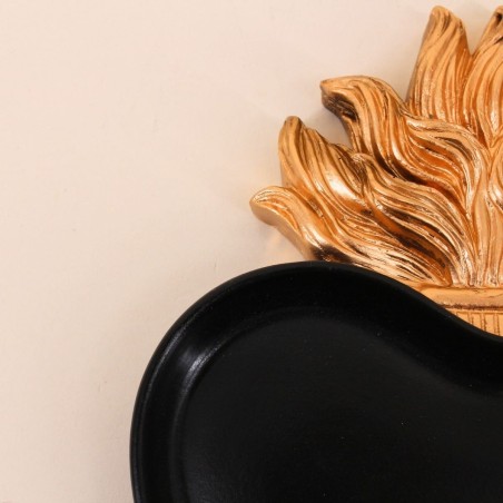 Plateau coeur résine noir doré élégant | Hashtag Déco