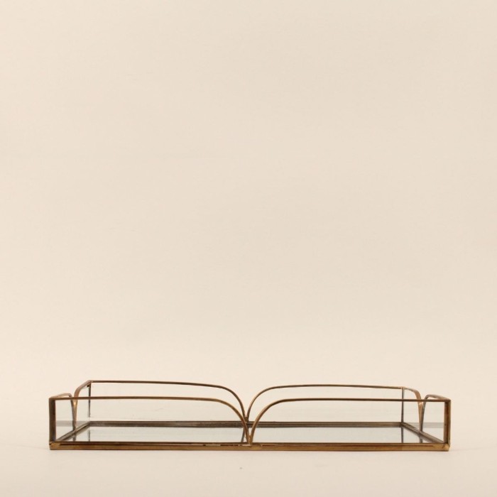 Plateau doré miroir élégant en métal 28x16 cm | Hashtag Déco