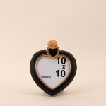 Cadre photo cœur résine noir doré 15cm | Hashtag Déco
