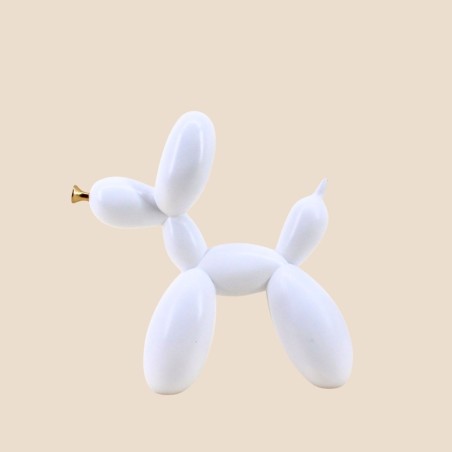 Chien ballon résine blanche 24cm | Hashtag Déco