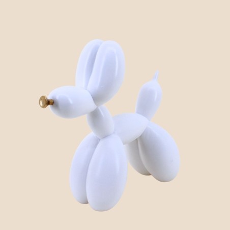 Chien ballon résine blanche 24cm | Hashtag Déco