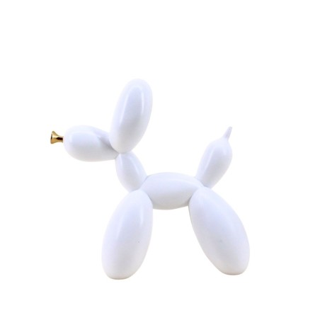 Chien ballon résine blanche 24cm | Hashtag Déco