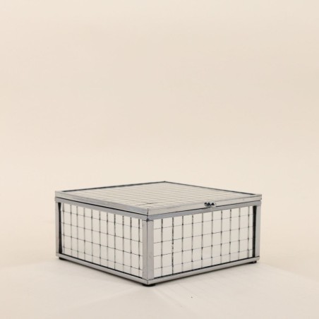 Boîte à bijoux verre gris 13x13cm élégante | Hashtag Déco