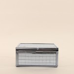 Boîte à bijoux verre gris 13x13cm élégante | Hashtag Déco