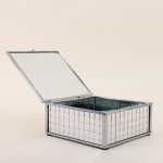 Boîte à bijoux verre gris 13x13cm élégante | Hashtag Déco