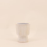 Vase en céramique strié beige 15x12cm | Hashtag Déco