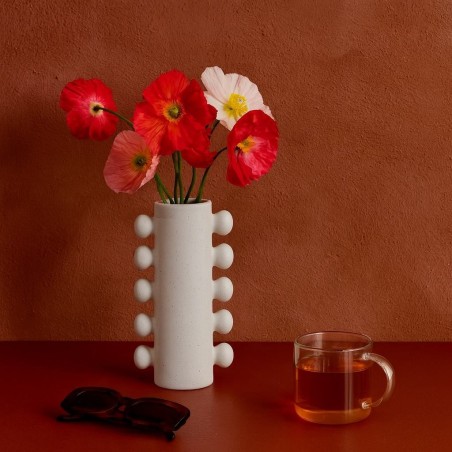 Vase porcelaine blanc perlé 31cm élégant | Hashtag Déco