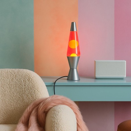 Lampe lave 37cm en verre orange et rouge | Hashtag Déco