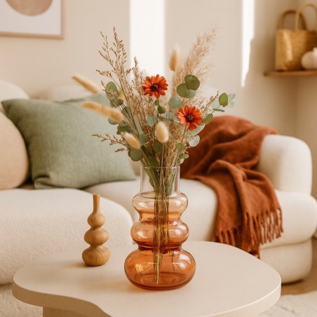 Vase design en verre marron/beige 30cm | Hashtag Déco