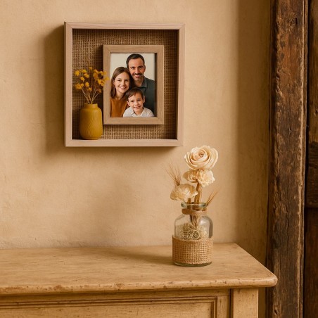 Vase avec fleurs séchées 25cm en céramique beige | Hashtag Déco