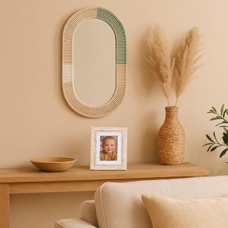 Miroir ovale corde beige 55x30cm | Hashtag Déco