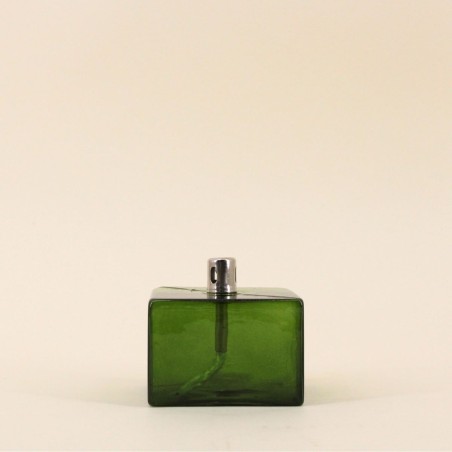 Lampe à huile verre soufflé vert 7cm unique | Hashtag Déco