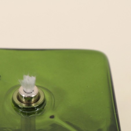 Lampe à huile verre soufflé vert 7cm unique | Hashtag Déco
